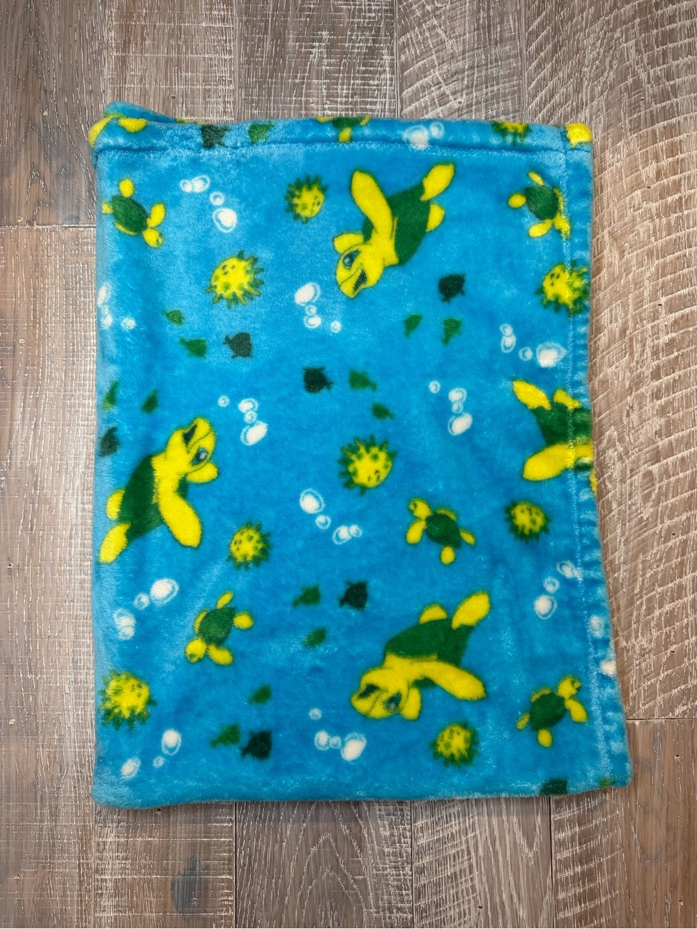 Kids Blue Plush Turtle Blanket - Soft Fleece Comfort
